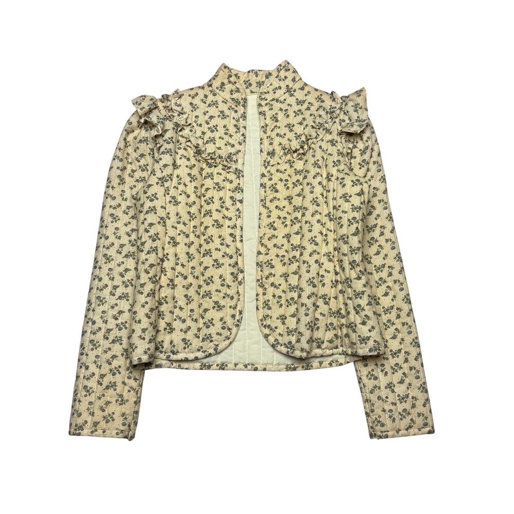 Vintage 70s Gunne Sax Jessica's Gunnies Floral Ruffle Quilted Jacket Cottagecore
